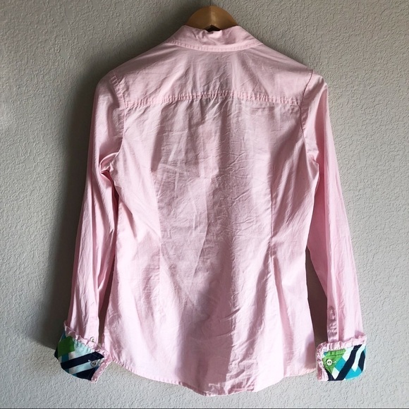 Lilly Pulitzer Pink Contrast Cuff Button Down Shirt - Picture 3 of 11